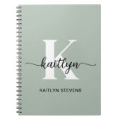 Sage Green Script Monogram Notizblock (Vorderseite)