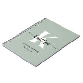 Sage Green Script Monogram Notizblock (Linke Seite)