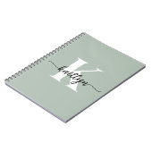 Sage Green Script Monogram Notizblock (Linke Seite)