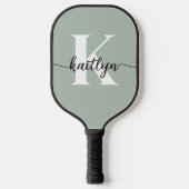 Sage Green Script Monogram Pickleball Schläger (Vorderseite)