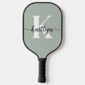Sage Green Script Monogram Pickleball Schläger (Rückseite)