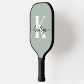 Sage Green Script Monogram Pickleball Schläger (Links)