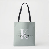 Sage Green Script Monogram Tasche (Vorderseite)