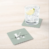Sage Green Script Monogram Untersetzer (Vor Ort)