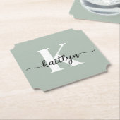 Sage Green Script Monogram Untersetzer (angewinkelt)