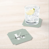 Sage Green Script Monogram Untersetzer (Vor Ort)