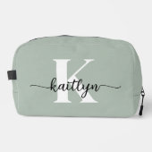 Sage Green Script Monogram Waschbeutel (Vorderseite)