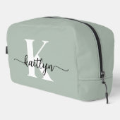 Sage Green Script Monogram Waschbeutel (Rechte Ecke)