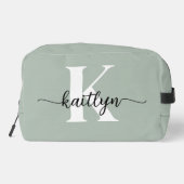 Sage Green Script Monogram Waschbeutel (Rückseite)