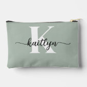 Sage Green Script Monogram Zubehörtasche (Rückseite)