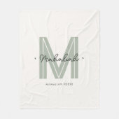 Sage Green Script Name Monogram Fleecedecke (Vorderseite)
