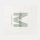 Sage Green Script Name Monogram Fleecedecke (Vorderseite (Horizontal))