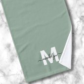 Sage Green Script Name Monogram Handtuch