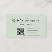 Sage Green Script QR-Code Visitenkarte (Rückseite)