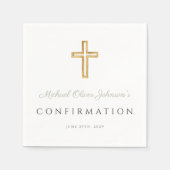 Sage Green Script Religious Cross Bestätigung Serviette (Vorderseite)