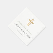 Sage Green Script Religious Cross Bestätigung Serviette (Ecke)