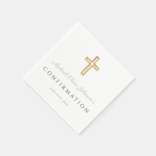 Sage Green Script Religious Cross Bestätigung Serviette (Ecke)