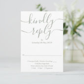 Sage Green Script String Lights Hochzeit RSVP Karte (Stehend Vorderseite)