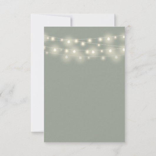 Sage Green Script String Lights Hochzeit RSVP Karte (Rückseite)