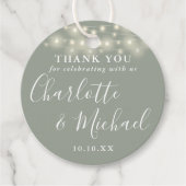 Sage Green Script String Lights Vielen Dank Geschenkanhänger (Vorderseite)