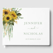 Sage Green Script Sunflower Eucalyptus Wedding Gästebuch (Vorderseite)