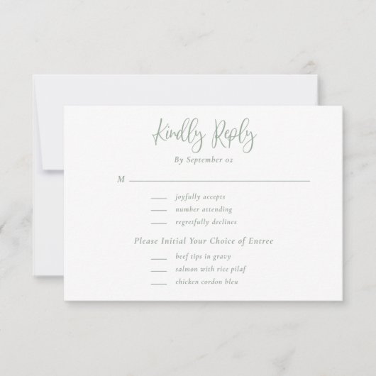 Sage Green Script Typografie Floral Menu UAWG (Vorderseite)