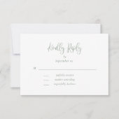 Sage Green Script Typografy Floral Wedding RSVP (Vorderseite)