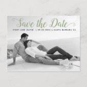 Sage green script wedding Save the Date Foto Postkarte (Vorderseite)