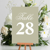 Sage Green Script Wedding Table Number Tischnummer