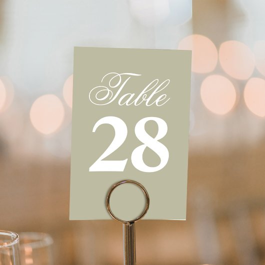 Sage Green Script Wedding Table Number Tischnummer