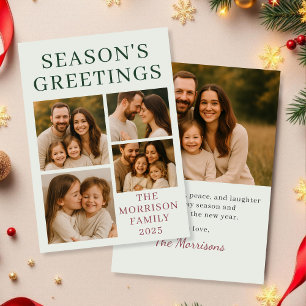 Sage Green Season's Greetings Foto Holiday Card Einladung