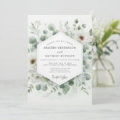 Sage Green Serene Flora Wedding Einladung (Stehend Vorderseite)