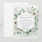 Sage Green Serene Flora Wedding Einladung (Vorne/Hinten)