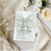 Sage Green Sheer Bow Minimal Baby Shower Einladung