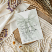Sage Green Sheer Bow Minimal Baby Shower Einladung
