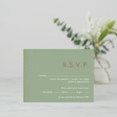 Sage Green Shimmer Folie Hochzeit RSVP Postkarte (Stehend vorne)