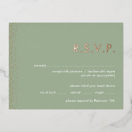 Sage Green Shimmer Folie Hochzeit RSVP Postkarte