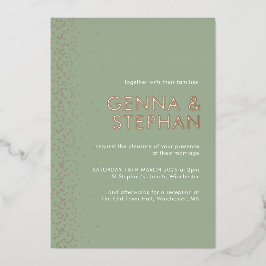 Sage Green Shimmer Hochzeitskarte Folieneinladung