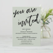 Sage Green Sie sind eingeladen Post-Hochzeit Empfa Einladung (Stehend Vorderseite)