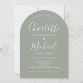 Sage Green Signature Script Foto Arch Wedding Einladung (Vorderseite)