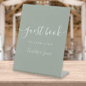 Sage Green Signature Script Guest Book Pedestal Si Sockelschild