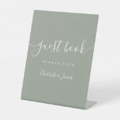 Sage Green Signature Script Guest Book Pedestal Si Sockelschild (Vorderseite)