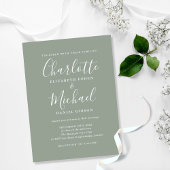 Sage Green Signature Script Hochzeit Einladungspostkarte