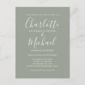 Sage Green Signature Script Hochzeit Einladungspostkarte (Vorderseite)