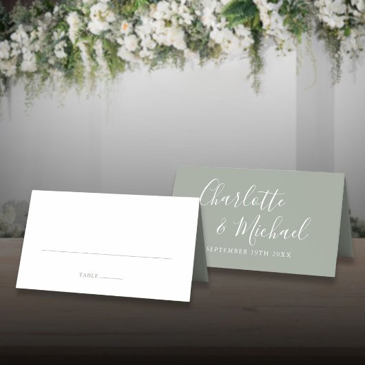 Sage Green Signature Script Hochzeit Platzkarte