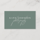 Sage Green Signature Script QR Code Social Media Visitenkarte (Vorderseite)