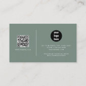 Sage Green Signature Script QR Code Social Media Visitenkarte (Rückseite)