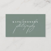 Sage Green Signature Script QR Code Social Media Visitenkarte (Vorderseite)