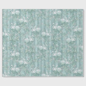 Sage Green Silk Drapes & Flamingos Blume Geschenkpapier (Flach)