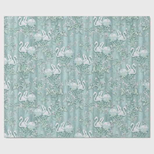 Sage Green Silk Drapes & Flamingos Blume Geschenkpapier (Flach)